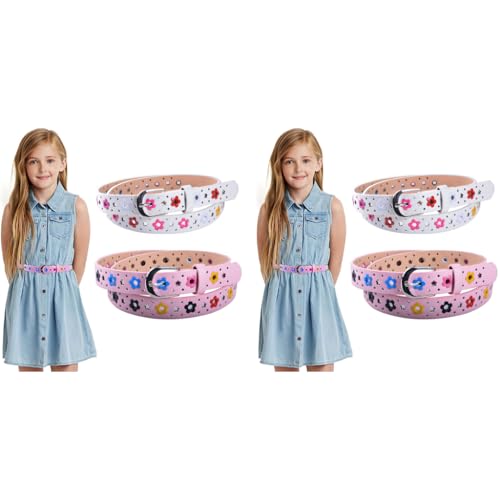 PALAY® 2 Pack Belt For Girls Stylish Pu Leather Flower Hollow Cut Waist For Jeans Pants Dress Kids 6-12 Years Old Multi 2PCS PALAY® 2 Pack Belt For Girls Stylish Pu Leather Flower Hollow Cut Waist For Jeans Pants Dress Kids 6-12 Years Old Multi 2PCS